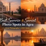 Taj Mahal reflection in Yamuna River during sunrise