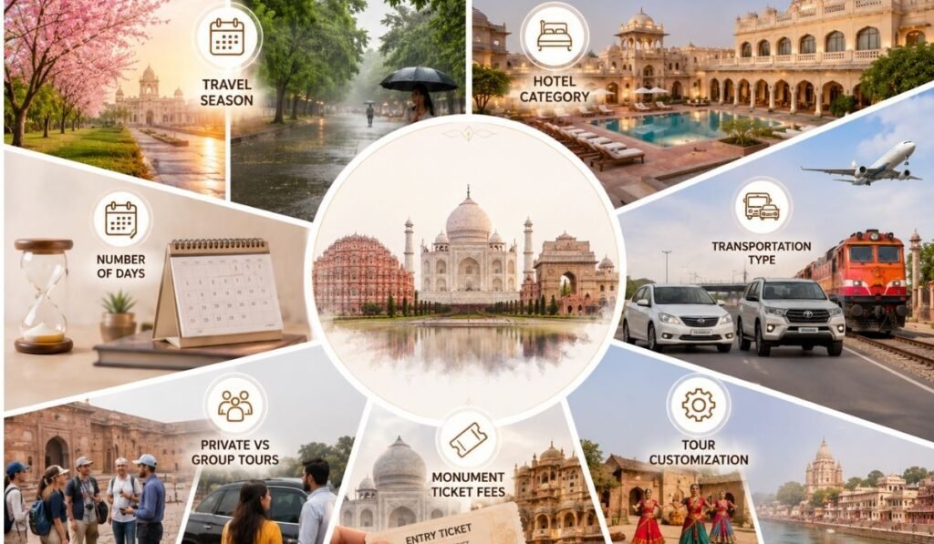Factors That Affect Golden Triangle Tour Prices – Complete Cost Guide Factors affecting Golden Triangle tour prices including travel season hotels transport tickets and tour customization