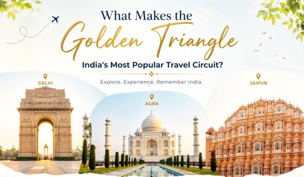 Why is the Golden Triangle famous featuring Delhi, Agra, and Jaipur landmarks