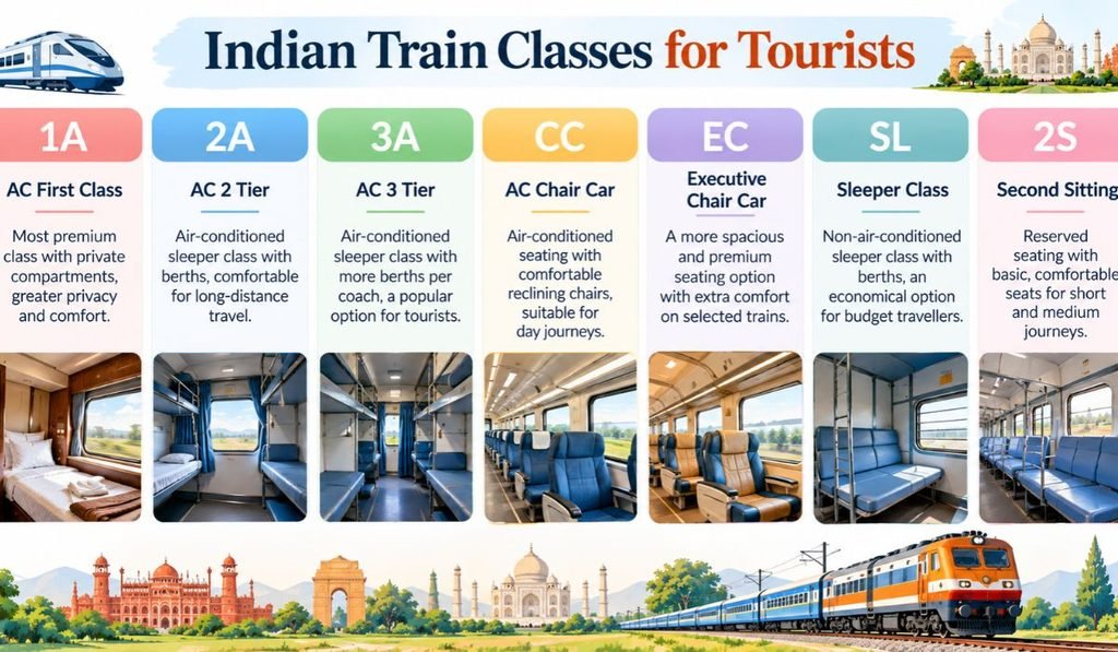 Infographic explaining Indian train classes
